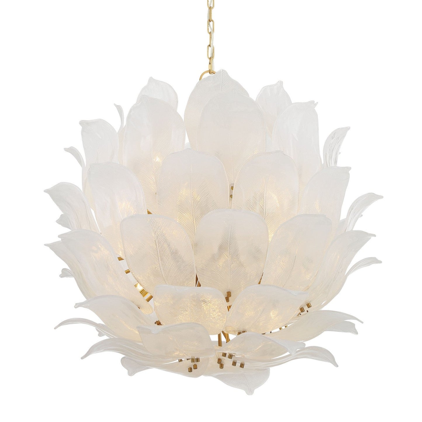 Metropolitan Orchid 24 Light Pendant chandelier with cascading glass shades hanging from a sleek metal frame.