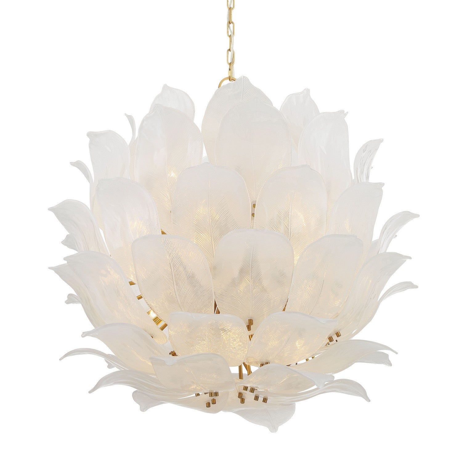 Metropolitan Orchid 24 Light Pendant chandelier with cascading glass shades hanging from a sleek metal frame.