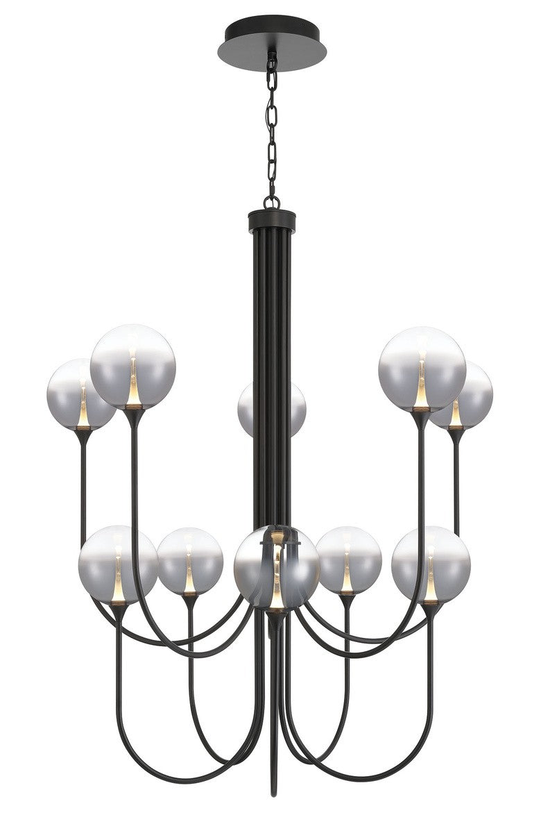 Eurofase Ten Light Chandelier with modern lighting design featuring ten illuminated light fixtures and sleek metal finish.