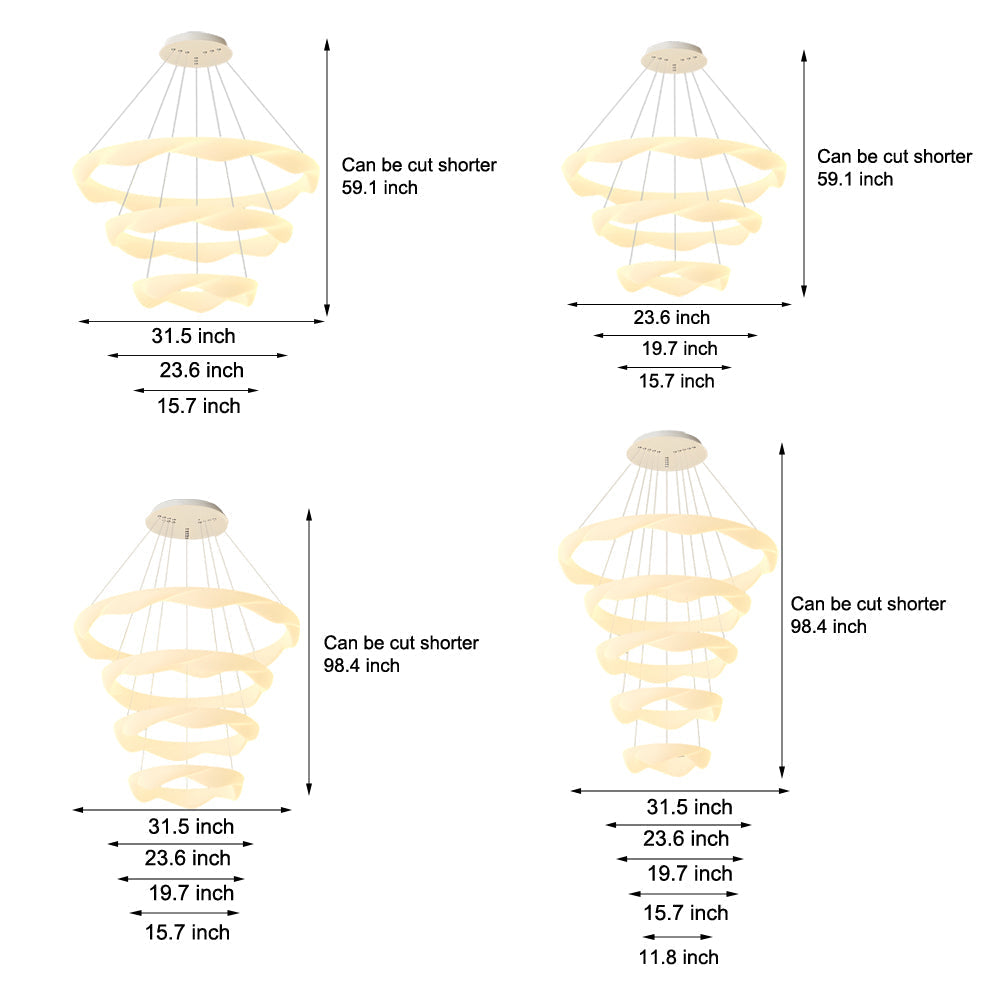 Creative Cream Style Designer Rings 3 Step Dimming Modern Chandelier