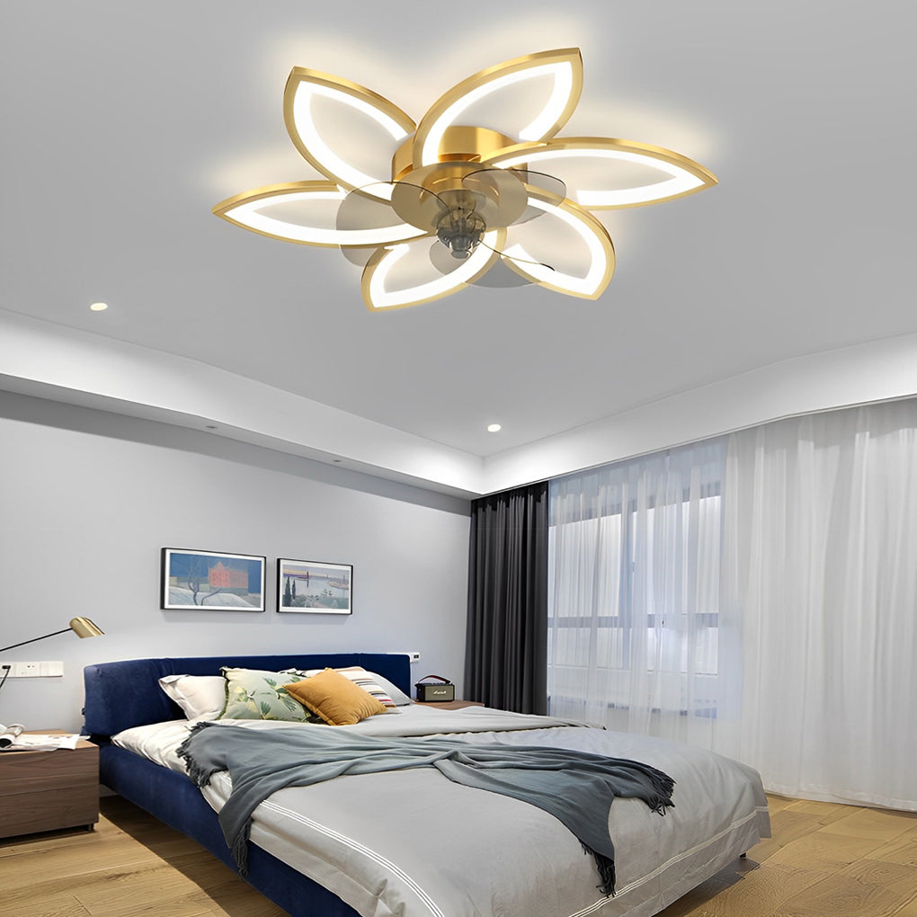 Flower Smart Silent Stepless Dimming LED Modern Ceiling Fan Light