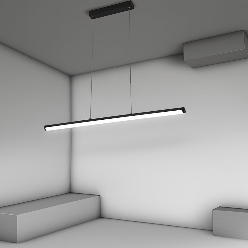 16'' Rectangular Long Matt Black Pendant Light Adjustable Warm White Ceiling Lights