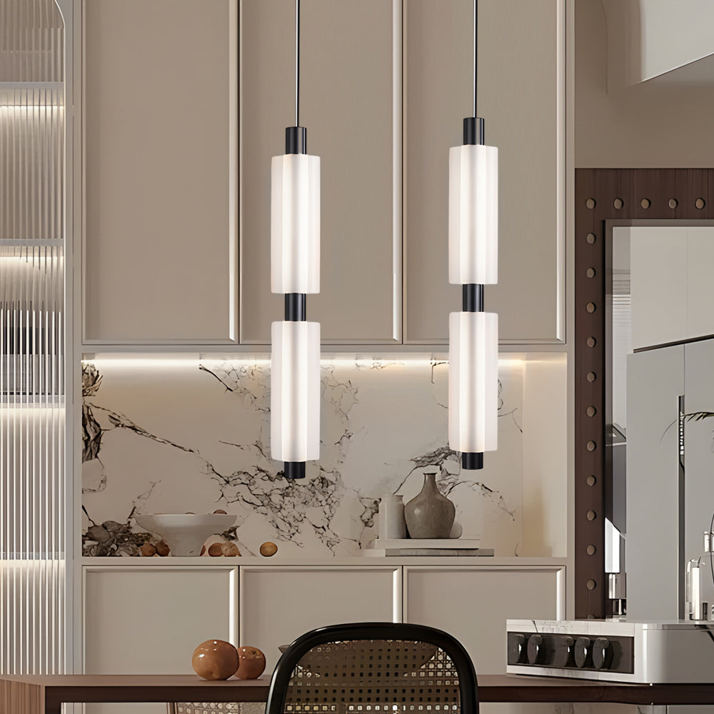 1/2/3 Heads Acrylic Cylinder Pendant Lights: Modern Hanging Lamp in Gold/Black