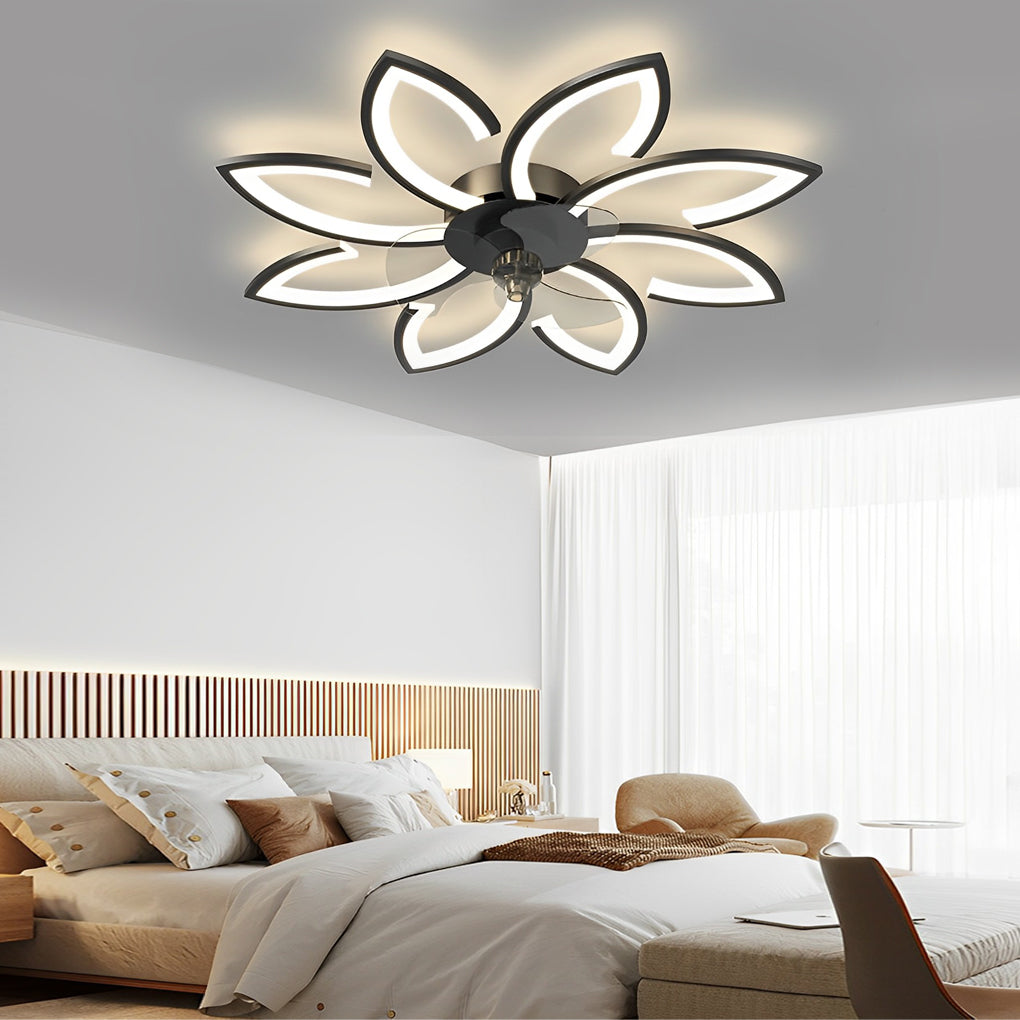 Flower Smart Silent Stepless Dimming LED Modern Ceiling Fan Light