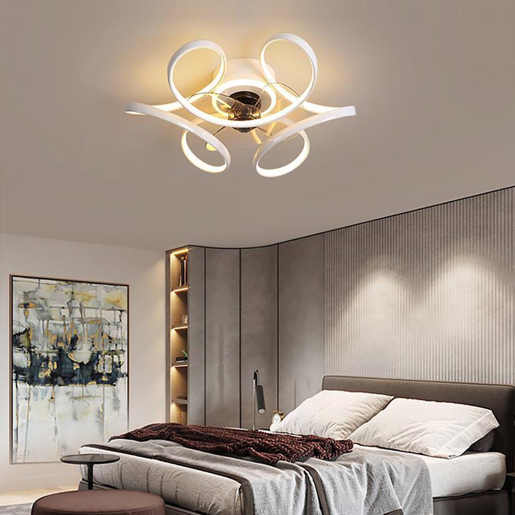 18" Flower Shaped Modern Ceiling Fans Light with Remote Chandelier with Fan