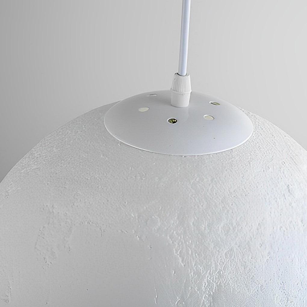 Round Moon Lunar 3D Creativity White Pendant Lamp Hanging Ceiling Lamp