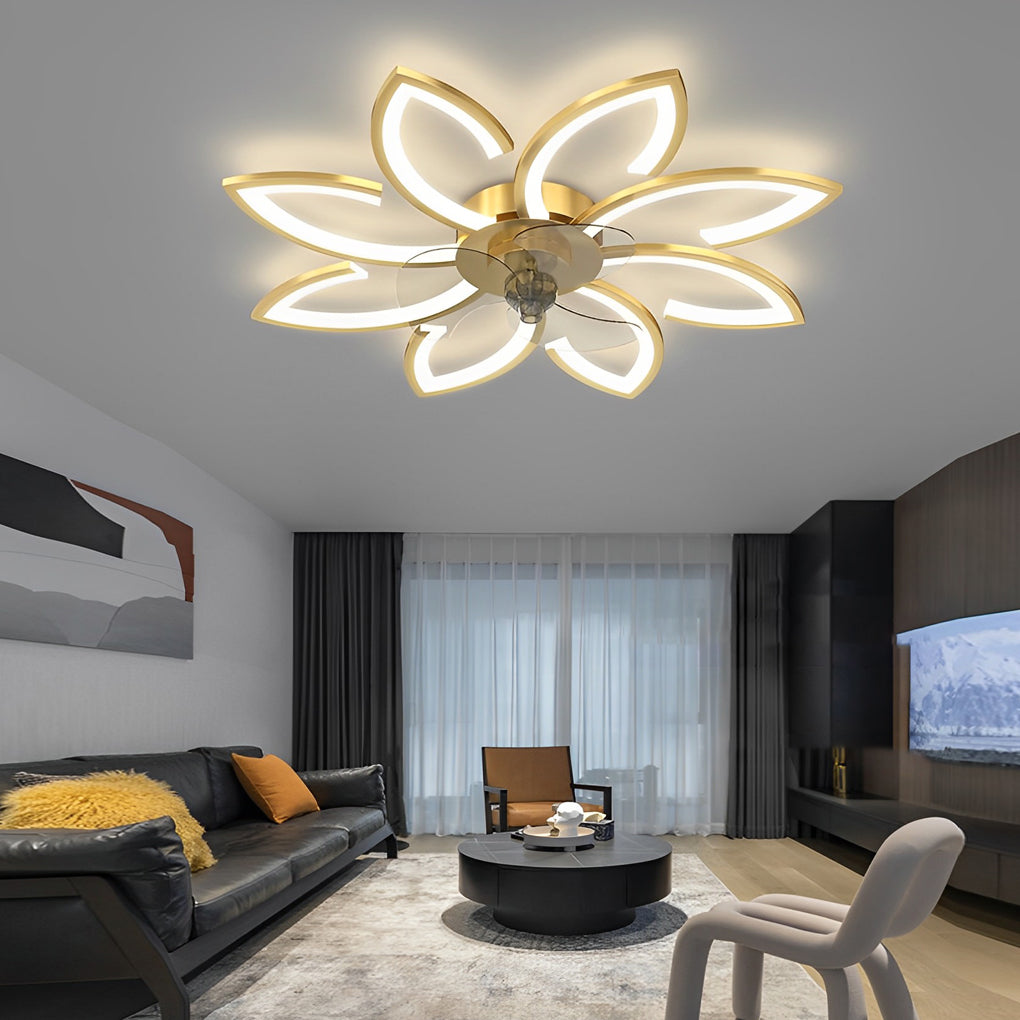 Flower Smart Silent Stepless Dimming LED Modern Ceiling Fan Light