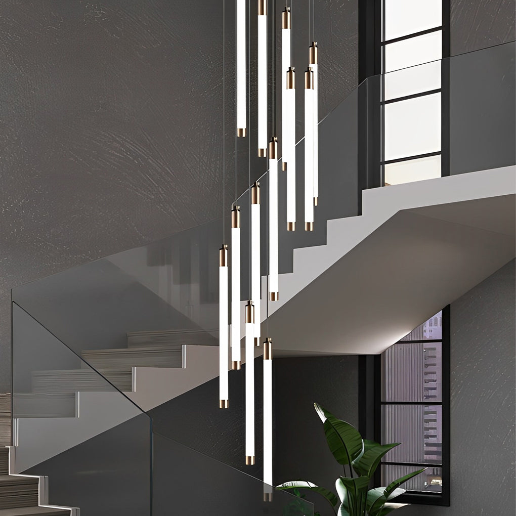 Spiral Creative Long Strip LED Modern Duplex Staircase Chandelier Light