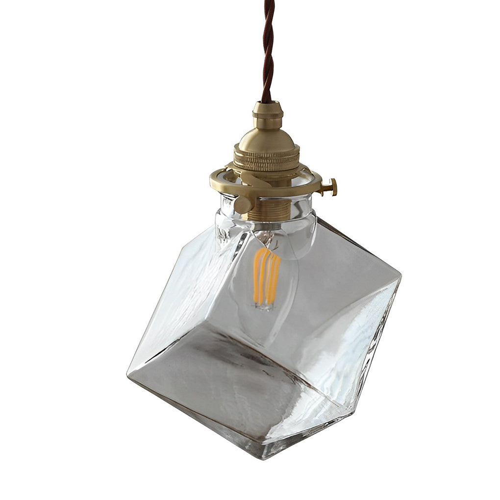 Square Transparent Glass Modern Pendant Lights Kitchen Island Lighting