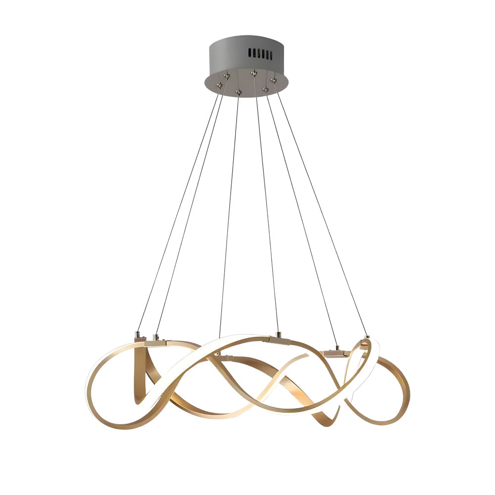 Modern Round Dimmable LED Aluminum Geometric Chandelier - Gold