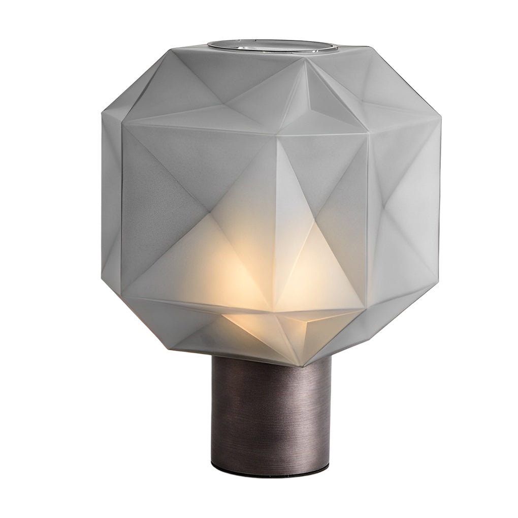 1-Light Cylinder and Cubo Smoke Glass Orb Modern Table Lamp