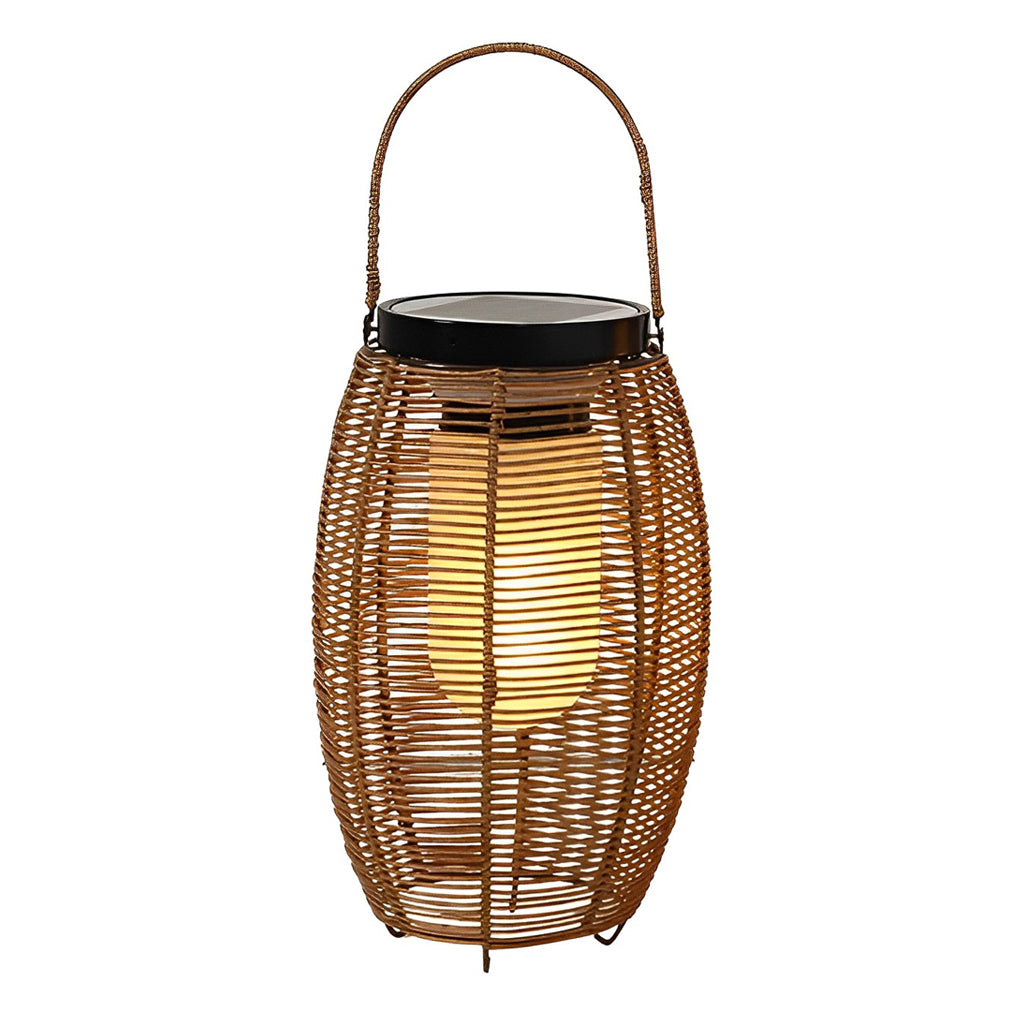 Portable Lantern Rattan LED Waterproof Solar Outdoor Lights Floor Lamp