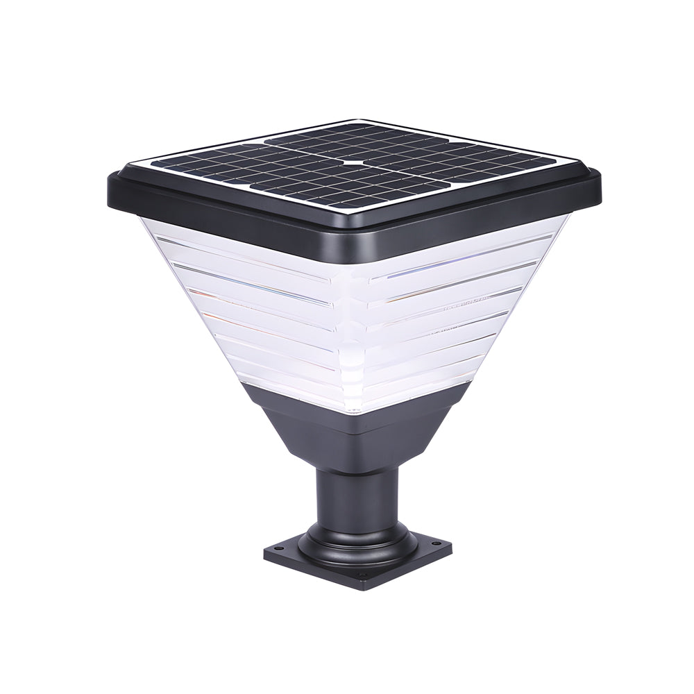 17.9-Inch Black Square Solar LED Pier Mount Post Light