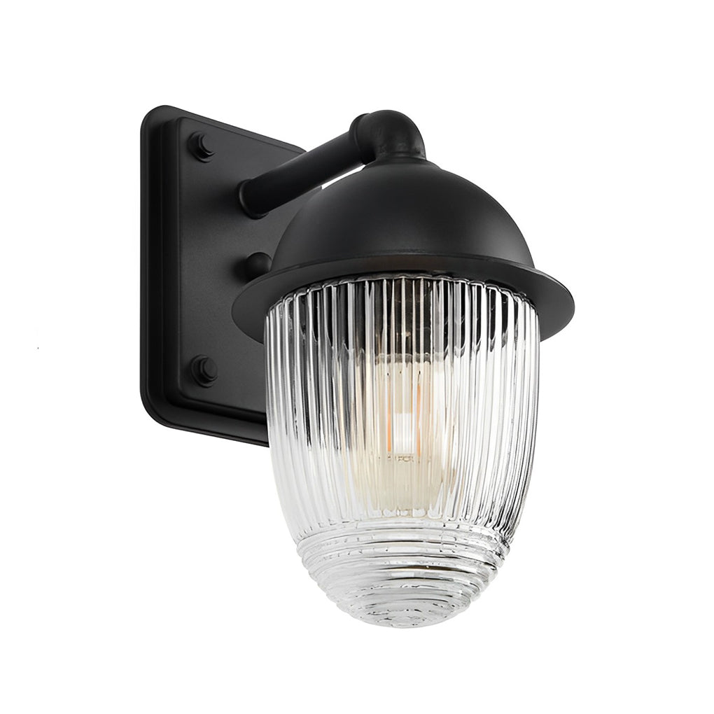 Waterproof Glass Ball Matte Black Modern Outdoor Wall Lamp Exterior Lights