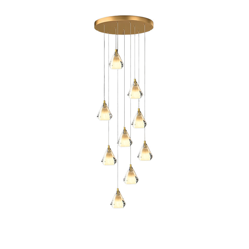 Creative Crystal Shade Three Step Dimming Nordic Staircase Chandelier