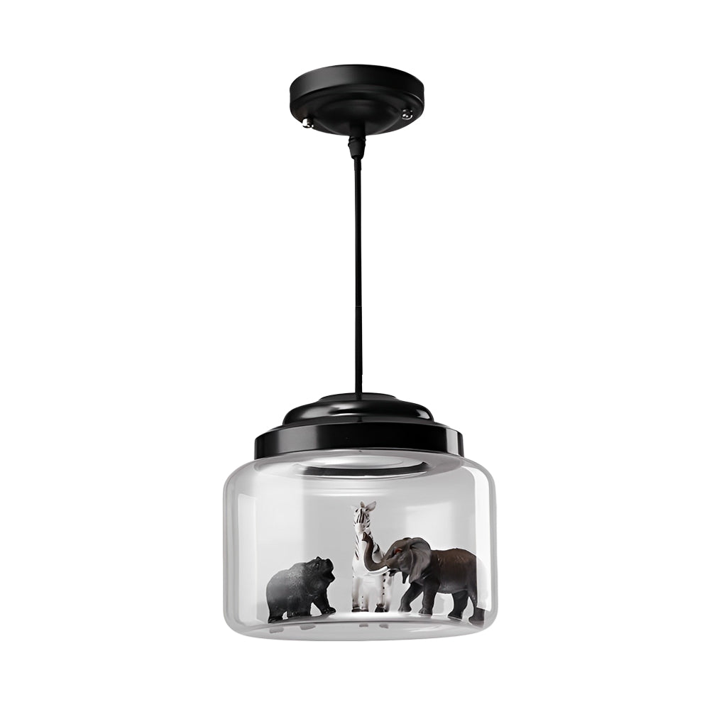 Personality Animal Model Decor Glass Jar LED Black Modern Pendant Light