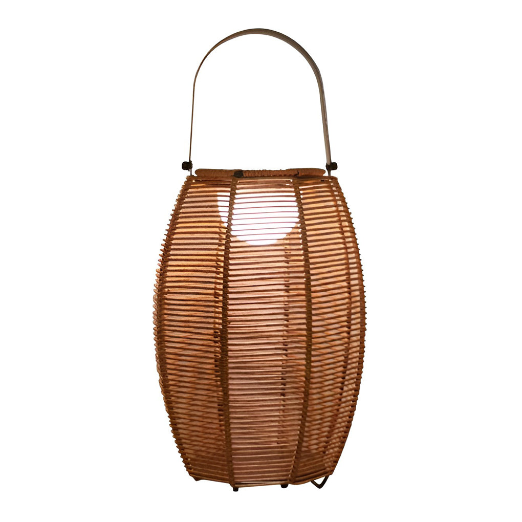 Rattan Lantern Shaped LED Waterproof Portable Modern Outdoor Floor Lamp