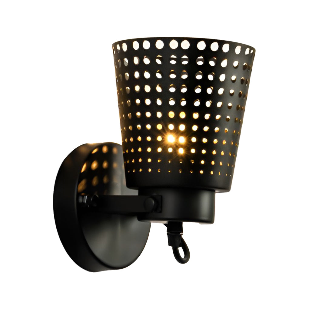 Retro Iron Hollow Adjustable Black Industrial Style Plug in Wall Sconce Lighting