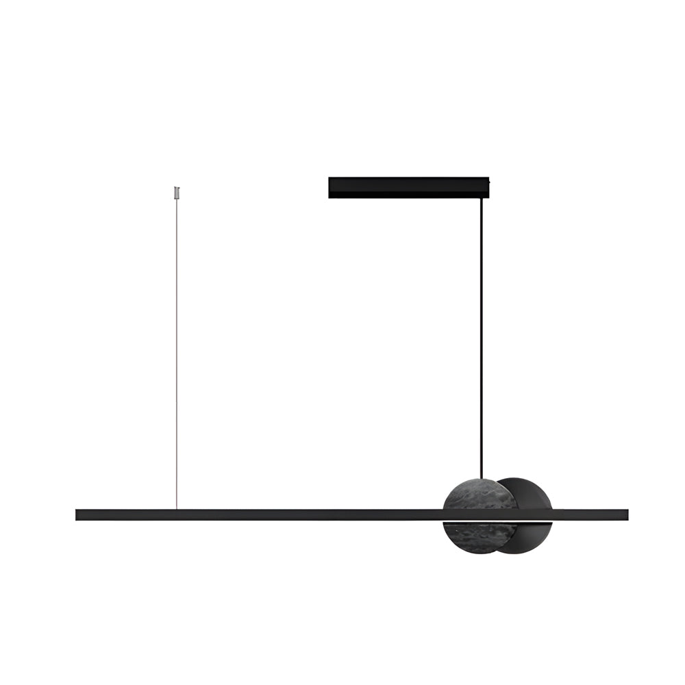 Black Linear Round Marble LED Pendant Light