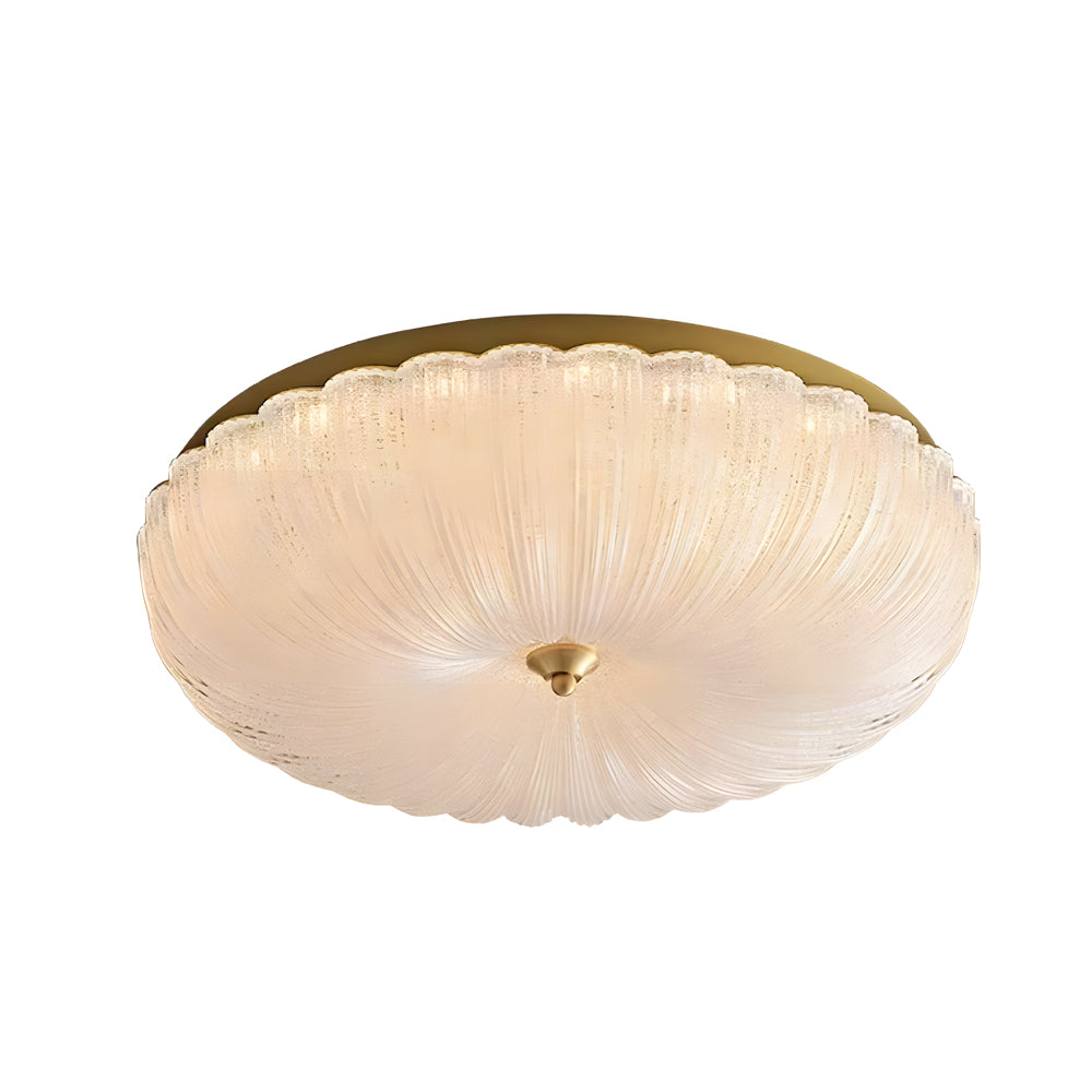 Round Glass Petals 3 Step Dimming Copper American Style Ceiling Light Fixture