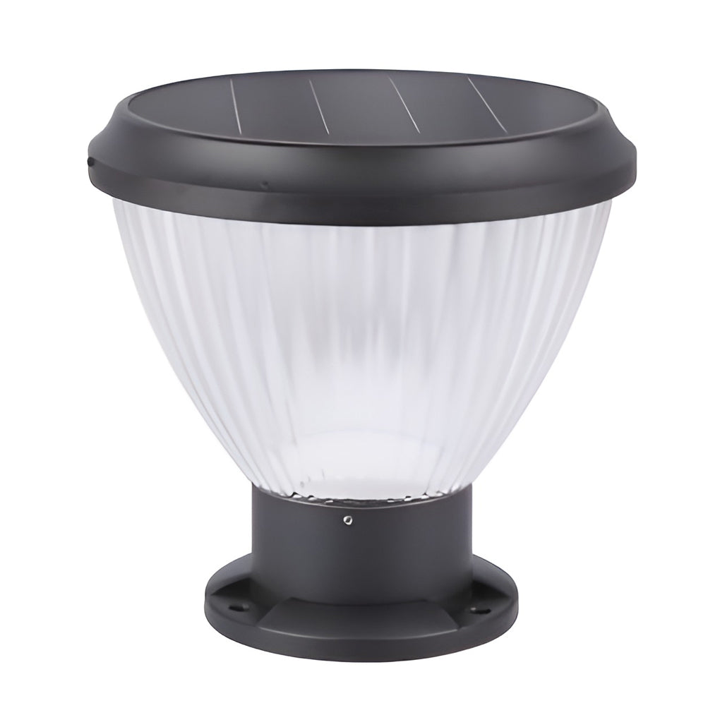 Round LED Fast Charging Black Modern Solar Post Caps Lights Pillar Light