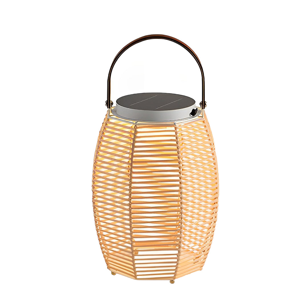 Portable Rattan LED Waterproof Solar Powered Outdoor Lantern Lights