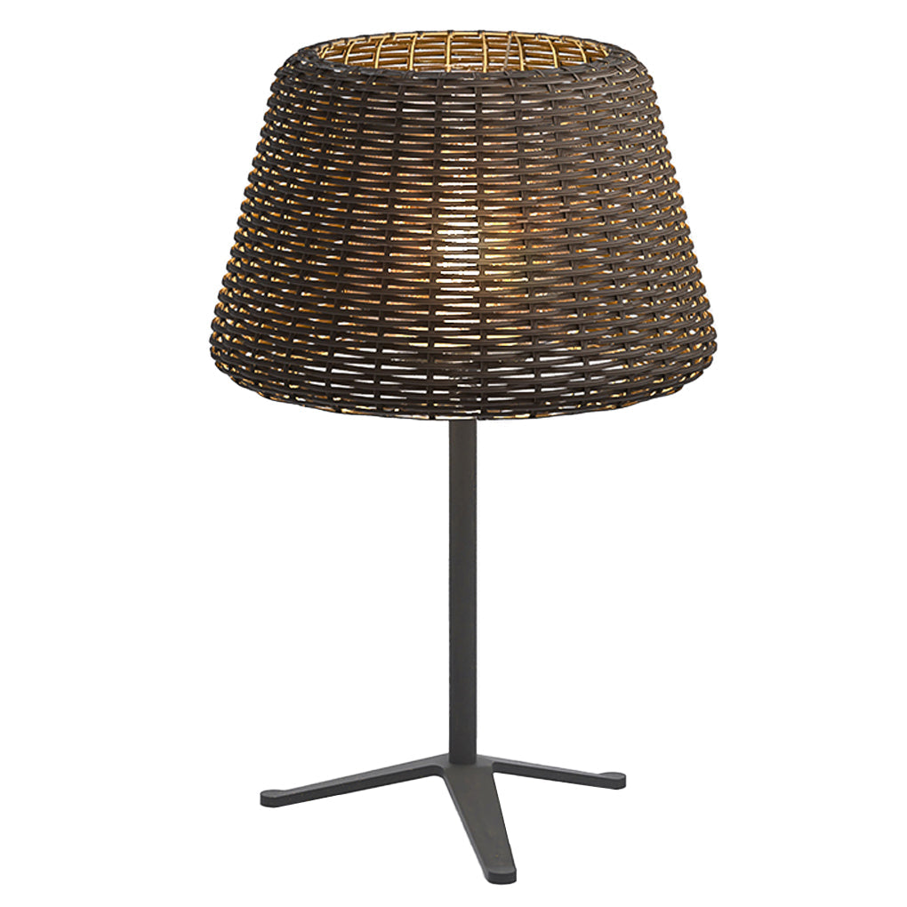 Outdoor 13.77 inch Wicker Shade Rustic Iron Table Lamp