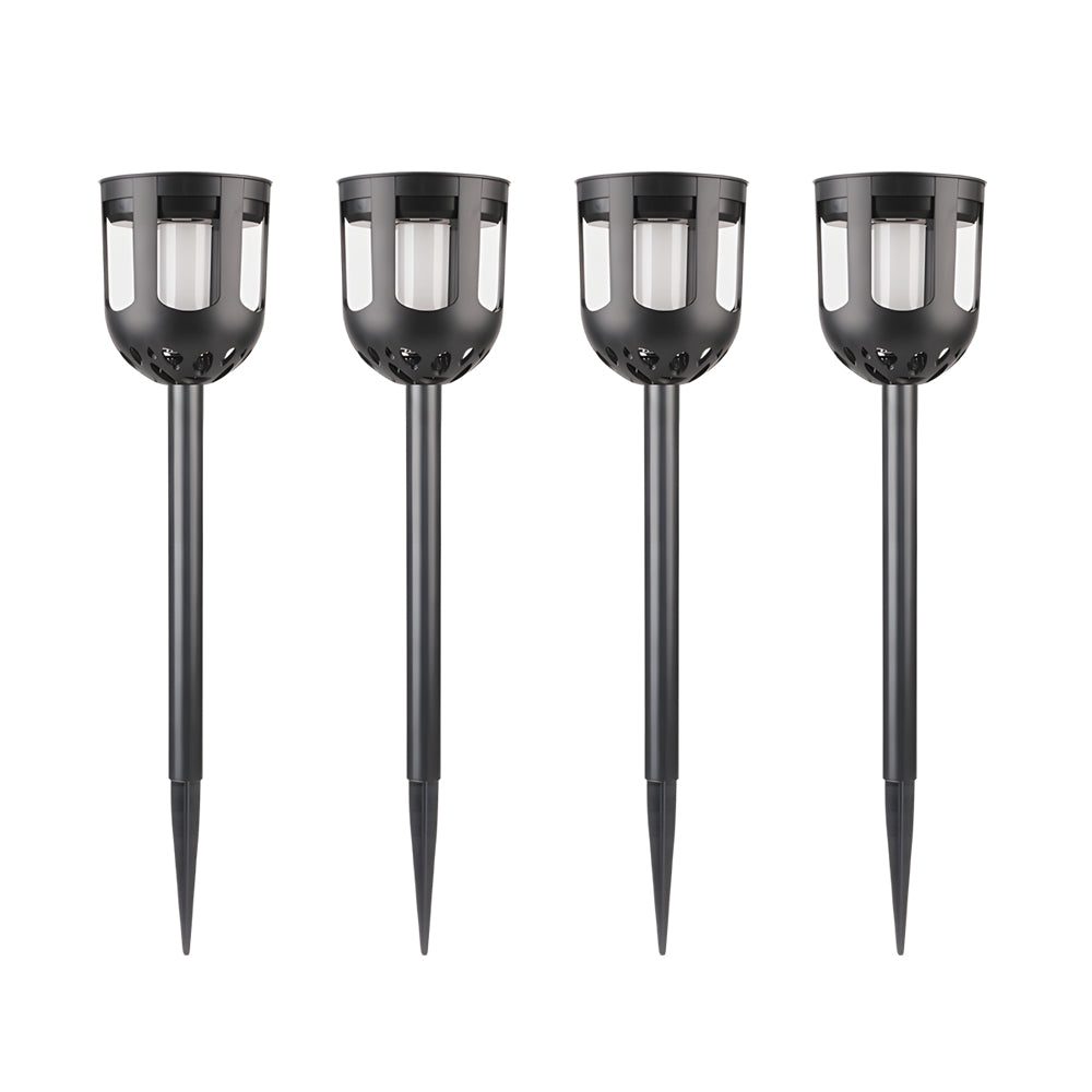 4-Pack Modern Black Solar LED Outdoor Path Light Set