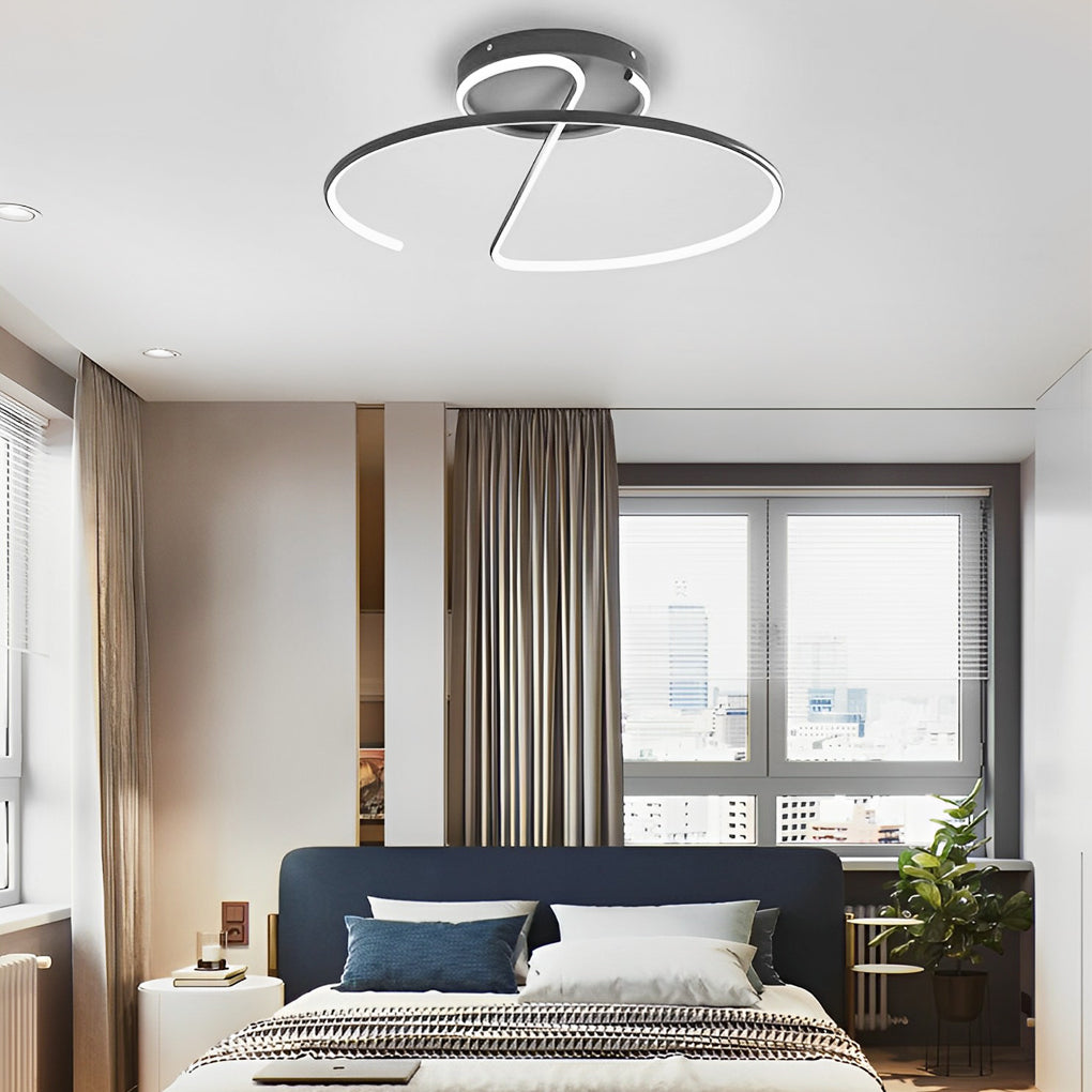 Semi Circle Streamlined Metal Dimmable LED Modern Ceiling Light Fixture