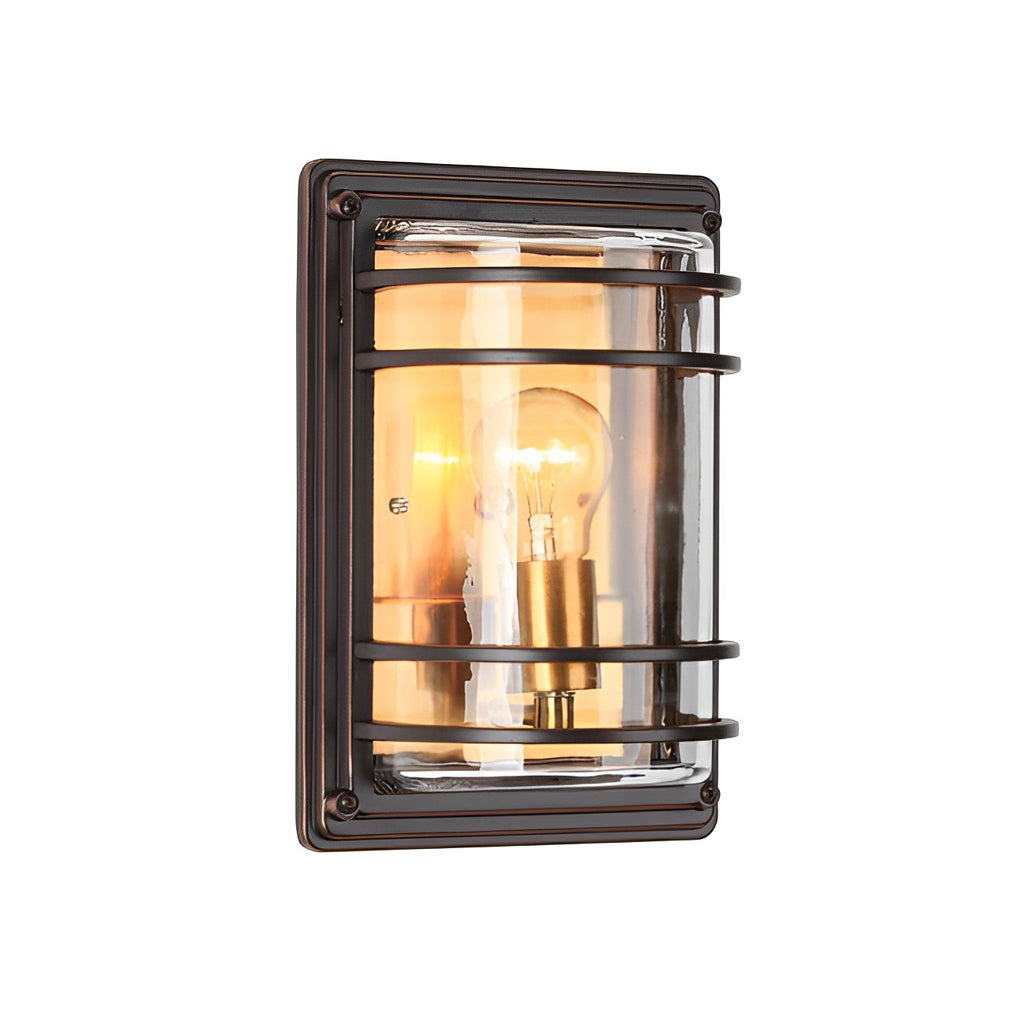 Vintage Aluminum Brown Glass Waterproof Modern Outdoor Wall Light