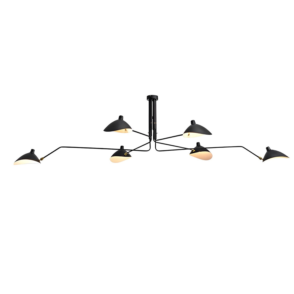 Adjustable Swing Long Light Arm Duckbill Shade Black Modern Chandelier