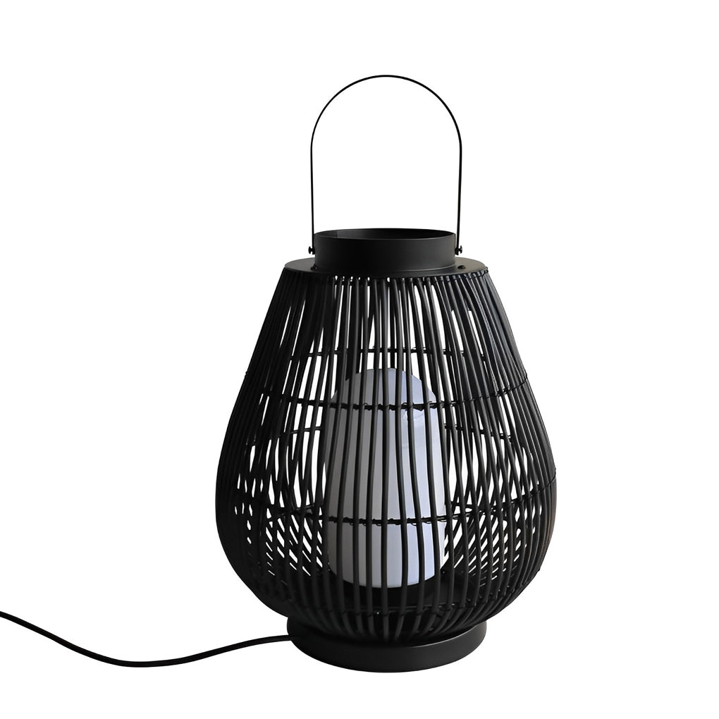 Portable Black Modern Iron Woven E27 Pillar Accent Outdoor Lantern