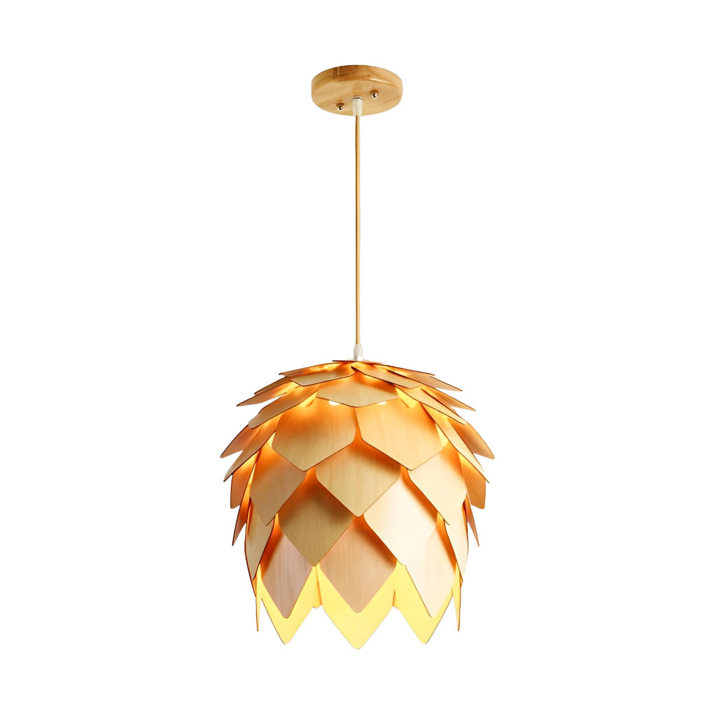 Creative Wood Pine Cones LED Japanese Style Chandelier Pendant Lights