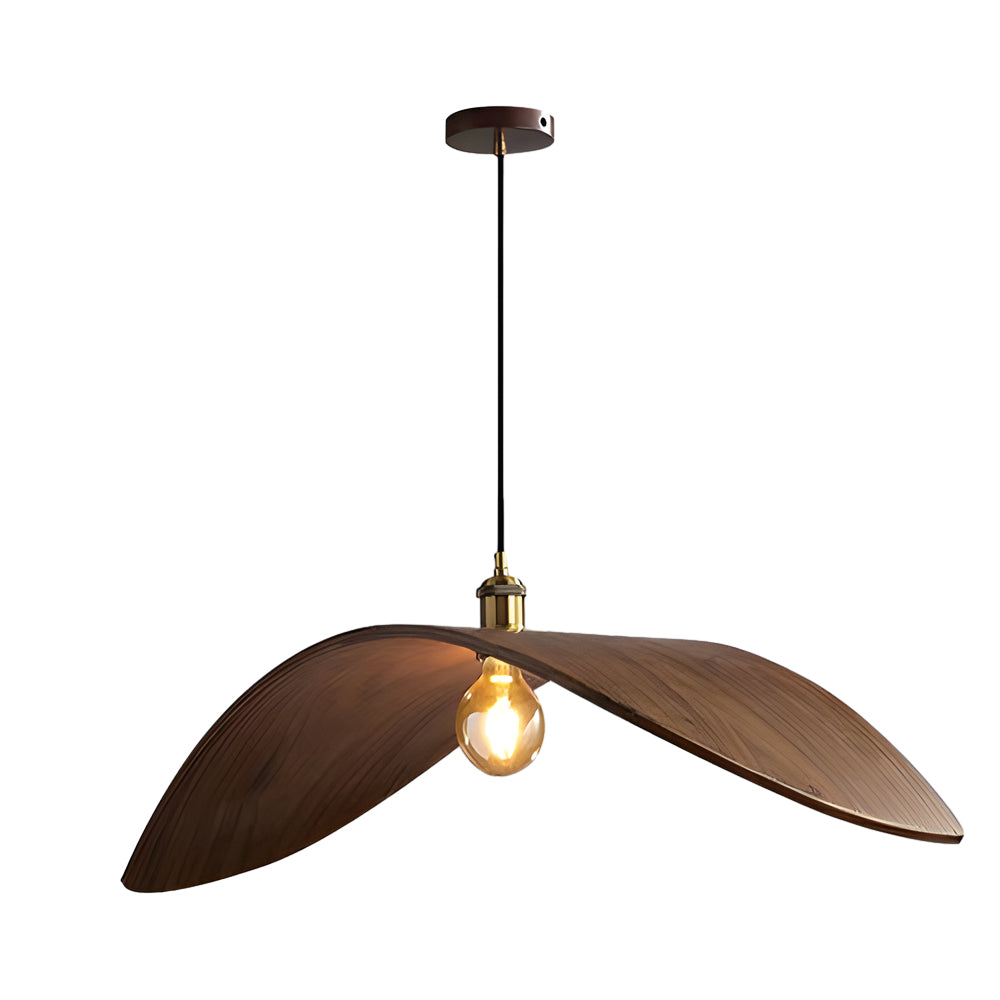 Wabi-sabi Walnut Bar Chandelier Leaf Curve Wooden Pendant Light