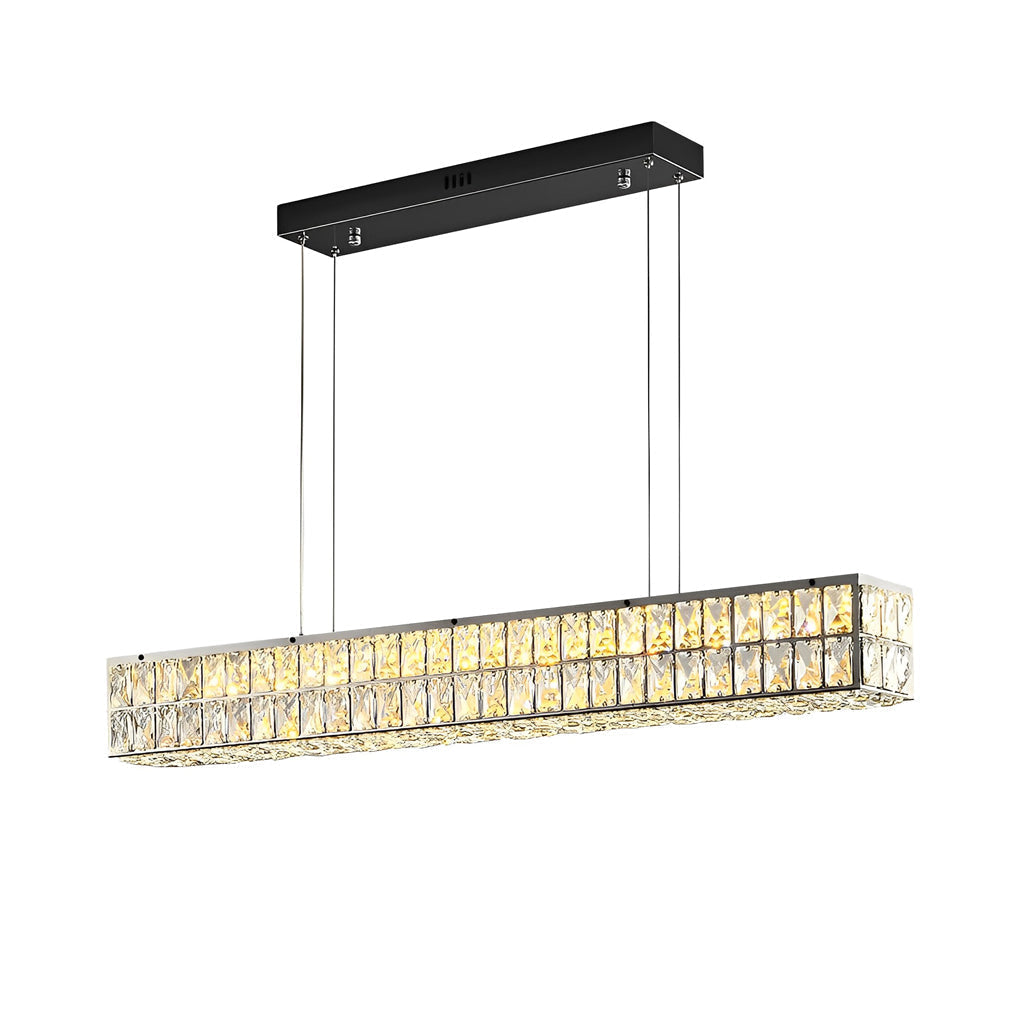 Long Rectangular Three Step Dimming Luxury Modern Crystal Chandelier