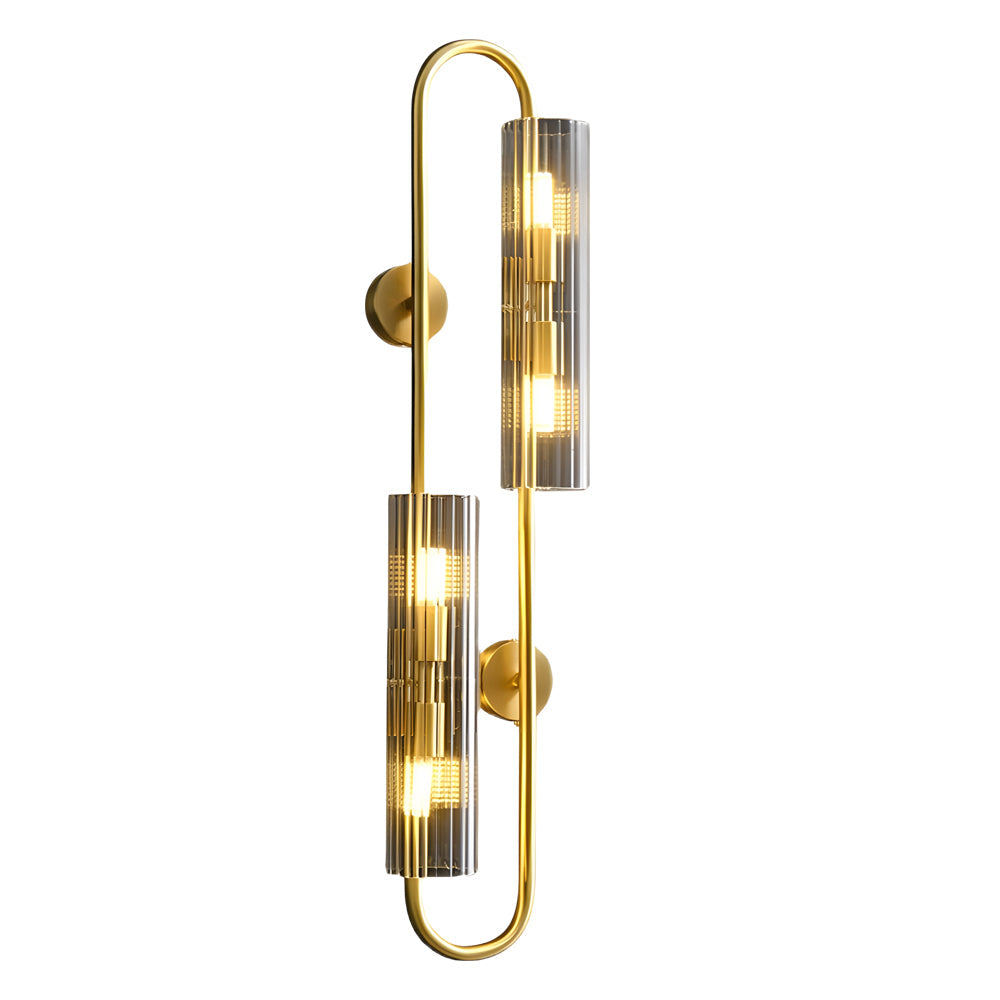 Modern Luxury 4-Light Oval Brass Wall Lamp with Clear Glass Shade