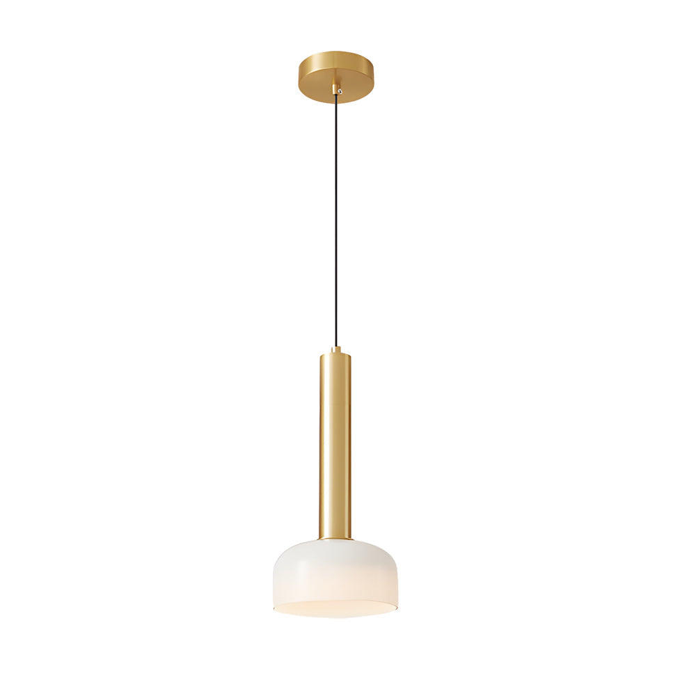 Modern Copper Tube 1-light White Glass Bowl Pendant Light