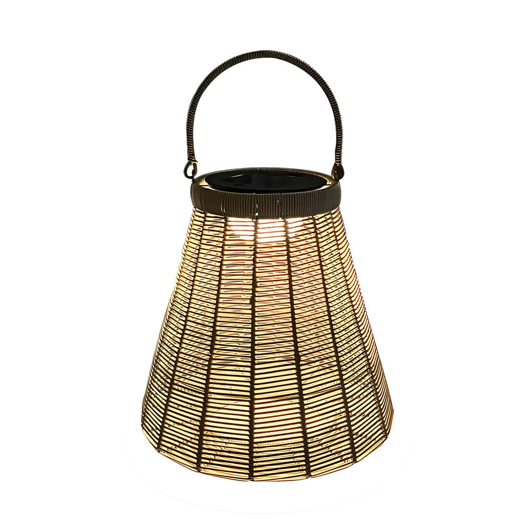 Portable Rattan LED Waterproof Retro Solar Powered Outdoor Lanterns