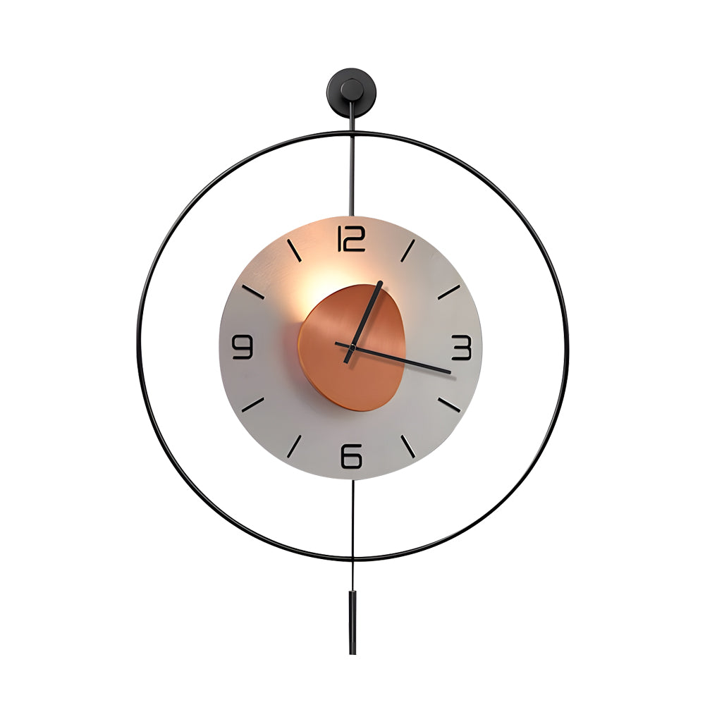 Battery Operated Round LED Hanging Metal Wall Clock