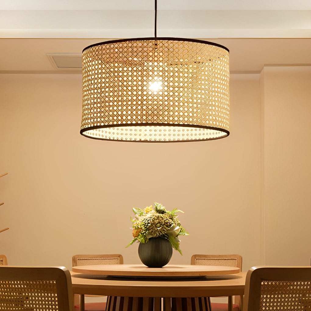 Farmhouse Round Bamboo Hanging Pendant Light Kitchen Lighting Dining Room Lighting Ceiling Light