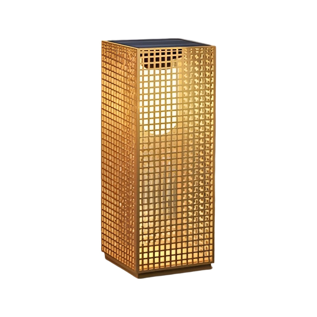 Square Creative Hollow LED Waterproof Gold Modern Solar Pathway Lights