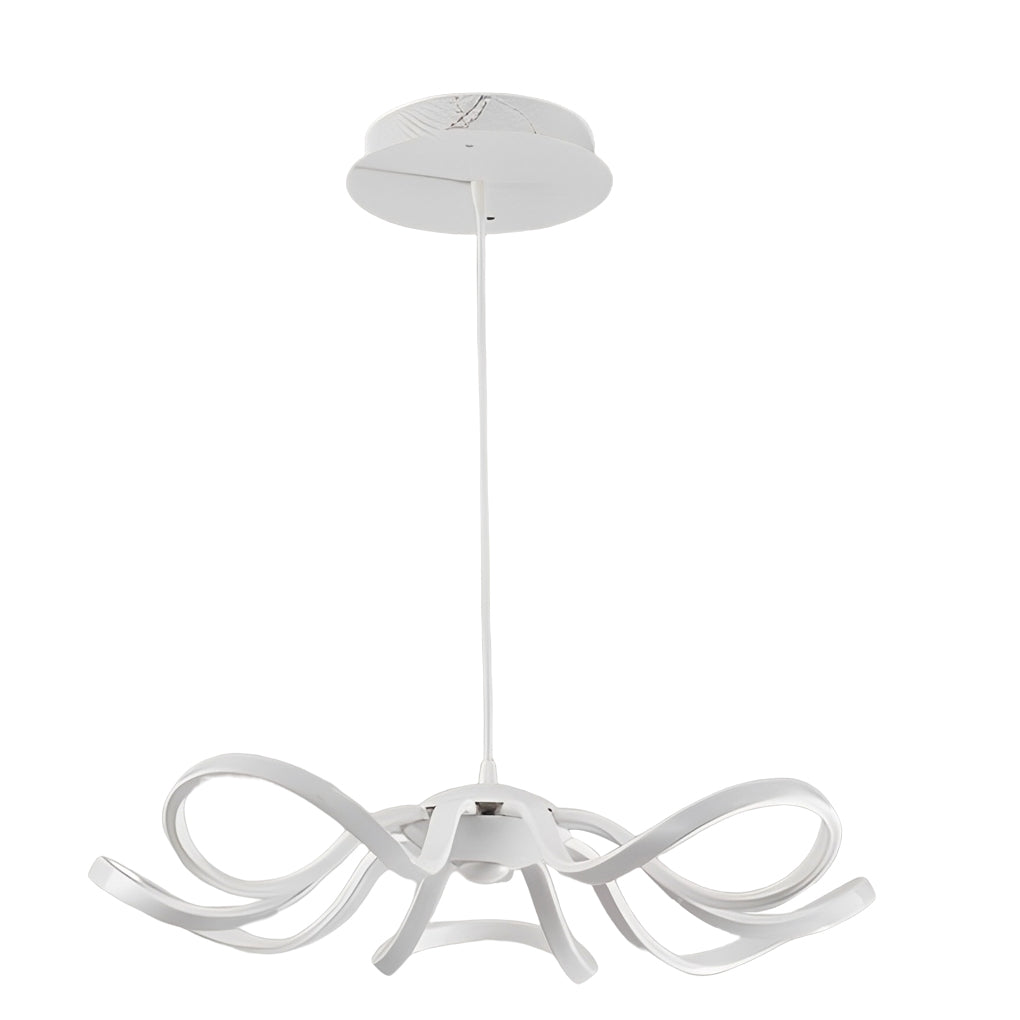 Curves Flower Petals Stepless Dimming White Nordic LED Chandelier