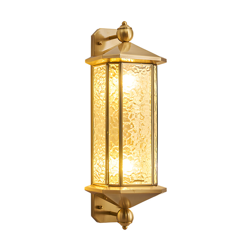 Elegant Brass Glass Lantern Copper Outdoor Wall Light