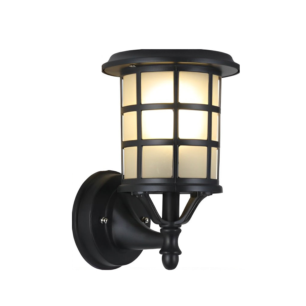 Retro Round Three Step Dimming Black European-style Solar Wall Sconces