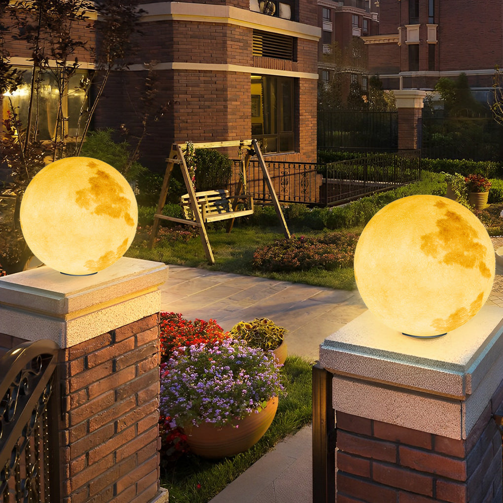 Moon-Shaped Outdoor Pier-Mount Pillar Accent Post Light