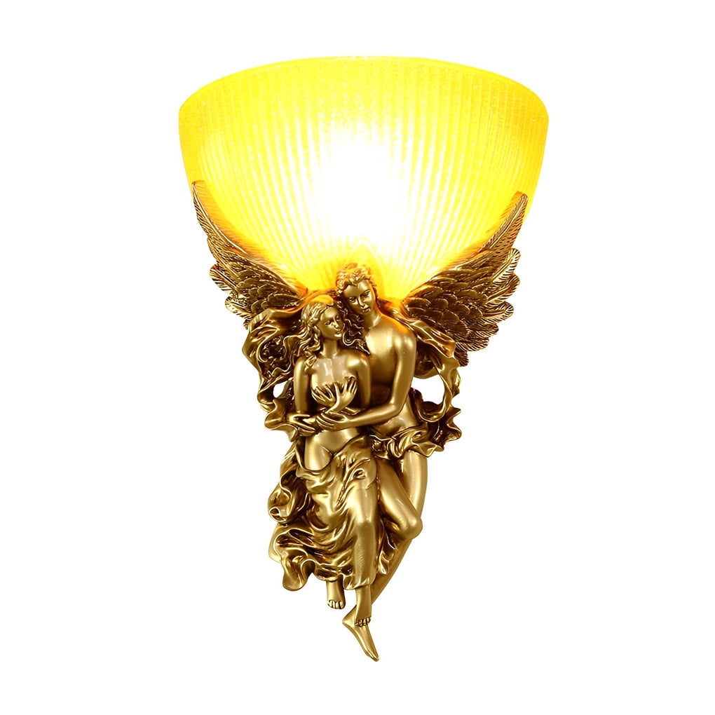 Retro Resin 3D Shy Angel Art Sculpture Glass European Style Wall Lamp