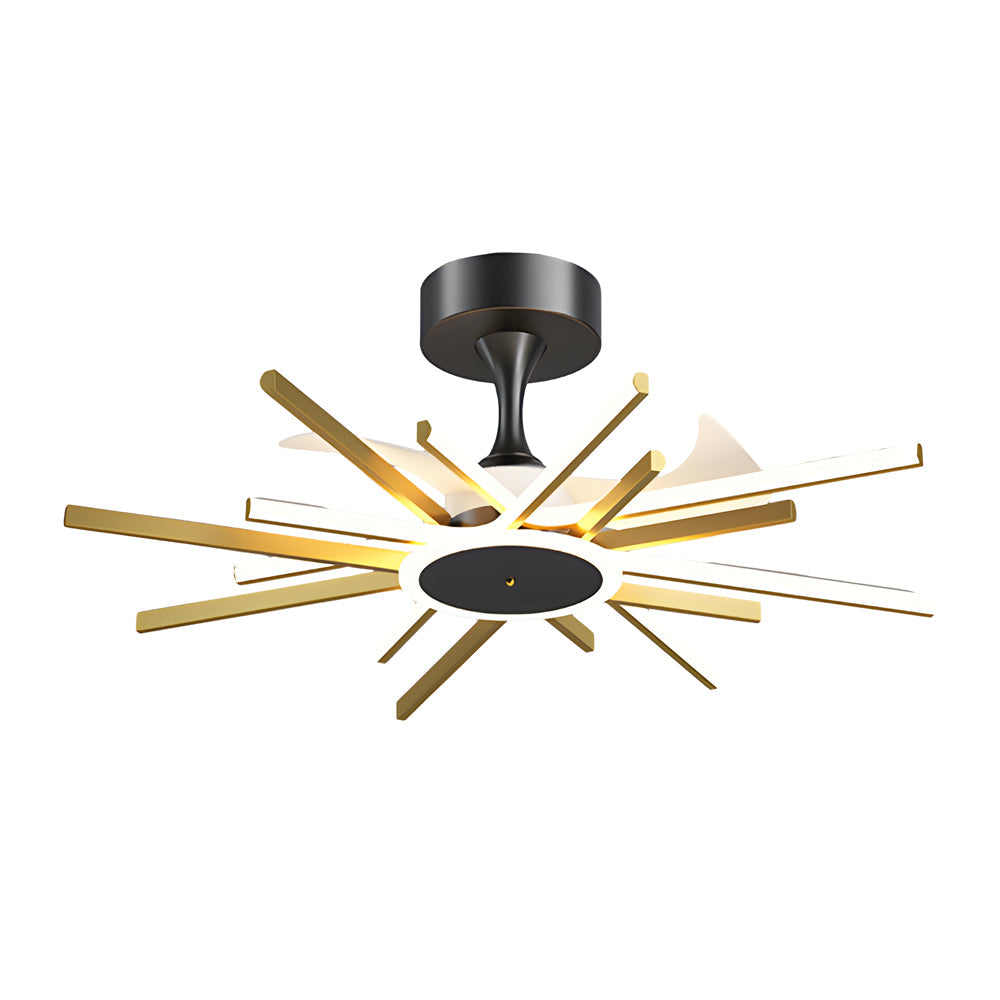 Spiral Linear Modern LED Ceiling Fan in Black/Gold - Silent Fan Light Fixture