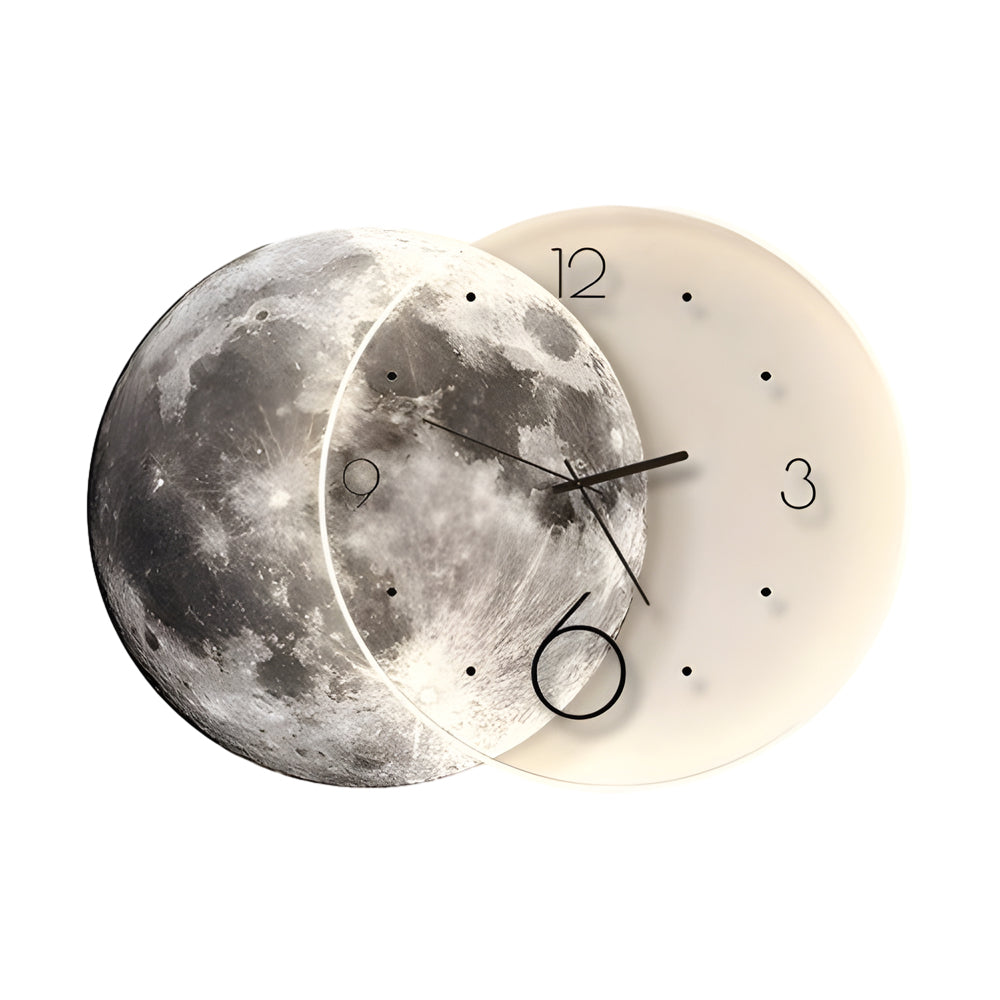 Moon Lunar Wall Clock USB Remote Control Power Bank LED Wall Painting Lamp