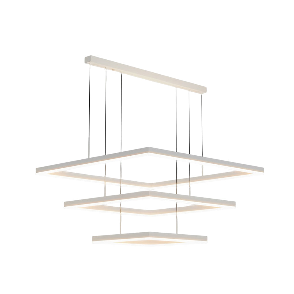 Ultra Thin Square Rings Three Step Dimming LED White Modern Chandelier