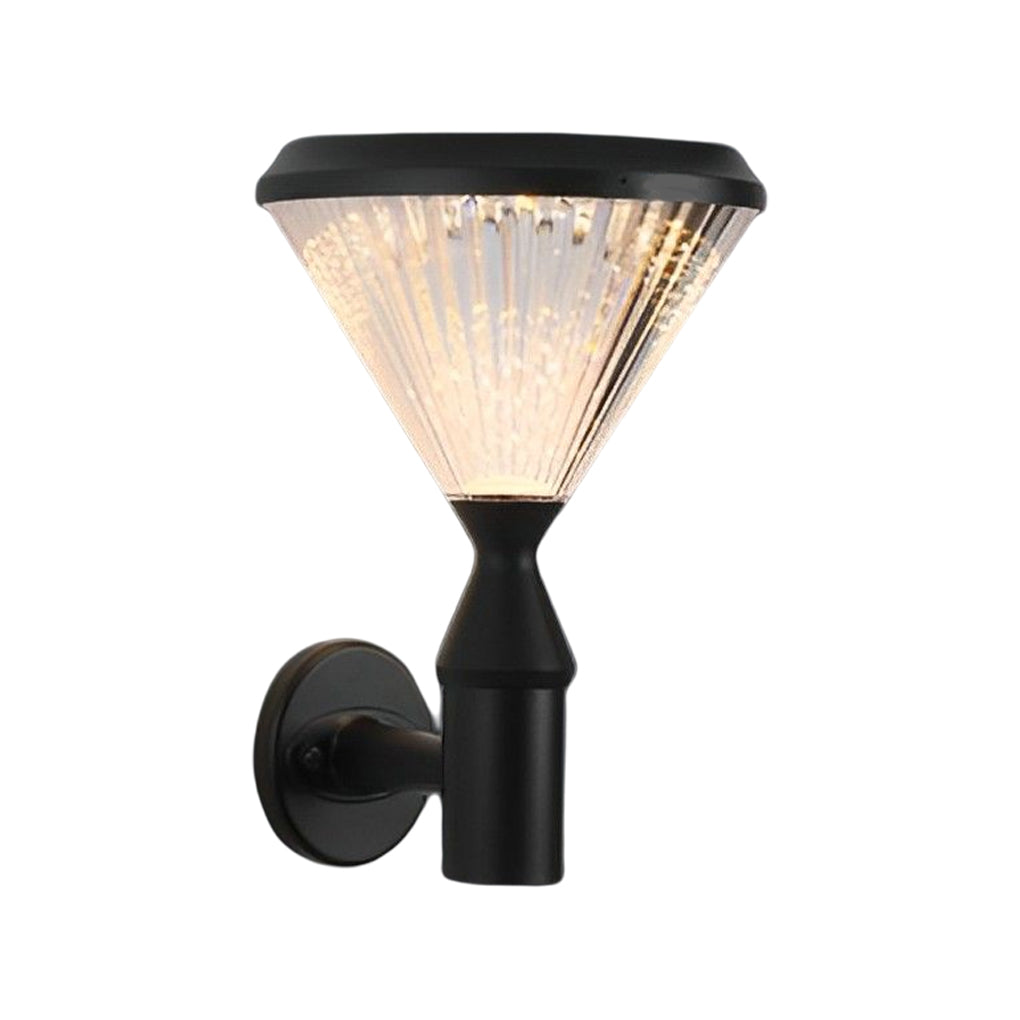 Round Waterproof Light Control LED Black Modern Solar Outdoor Lights